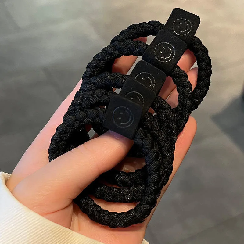 Wholesale Top Quality Facial Fabric Hair Hoop Retro Label Smiley Face Pony Tail Hair Tie Hair Accessories