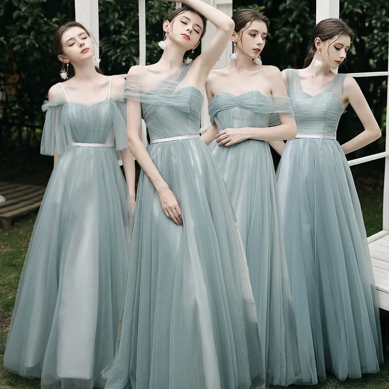 Luxury Top Quality Off Shoulder Sleeveless Banquet Party Dress Blue Long Wedding Bridesmaid Dress Wedding