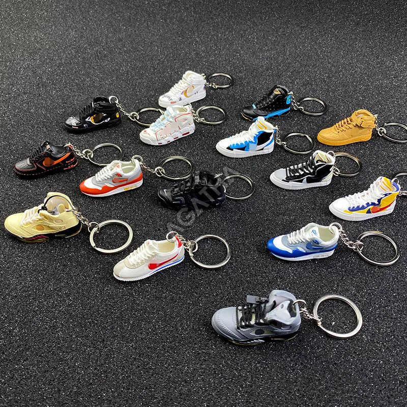 Fashion basketball red bulk designer AJ 11 3d  printed mini sneaker aj jordan shoe keychain