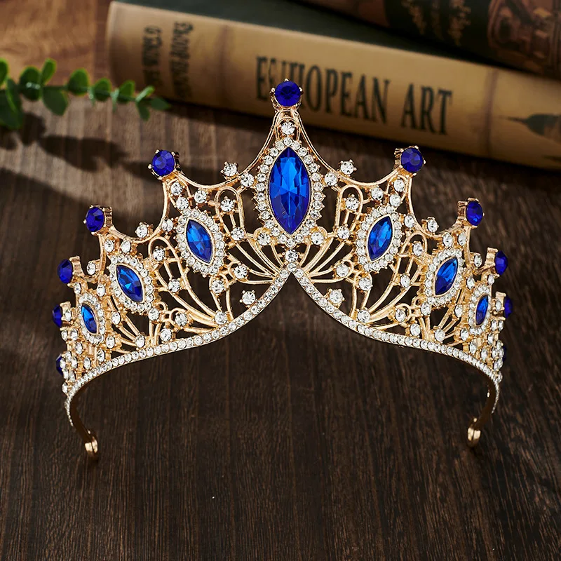 BELLEWORLD wedding hair accessories baroque elegant big crowns for queens corona colorful rainbow gold silver crowns and tiaras