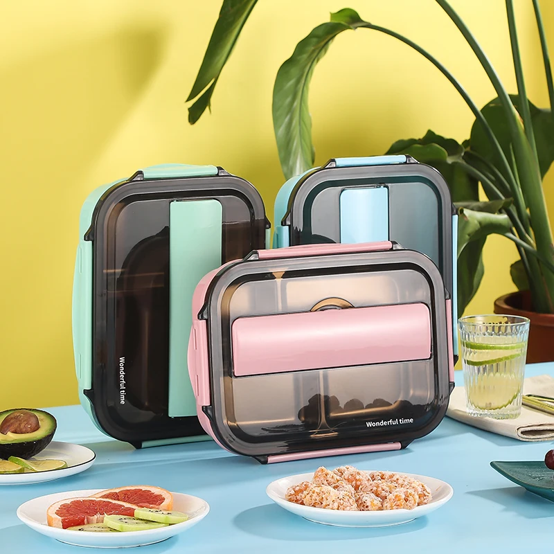 
Plastic Storage Box For Lunch Transparent With Handle Sublimation 4 Locks Pp Microwave 3 Compartment 2 Food Container 