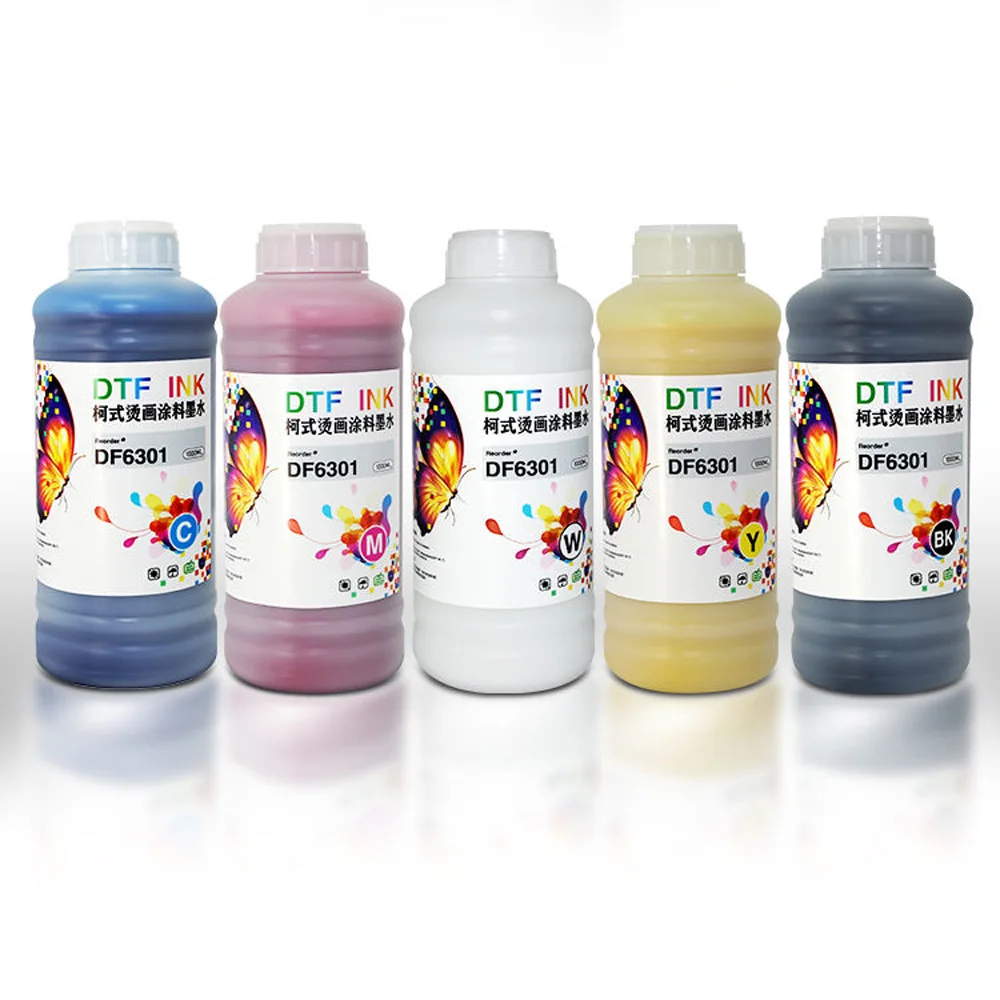 Hot Sale Factory Supply Premium Quality CMYKW 1000ml Good Fluency DTF Ink for Digital DTF Printer with 1390 L1800 TX800 Nozzles