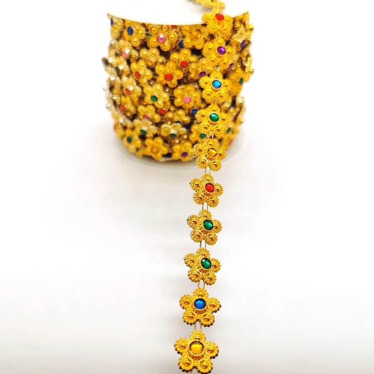 wholesale multicolor crystal cup chain ss6 ss8 ss24 flower transfer diamond rhinestone roll for india ethnic clothing