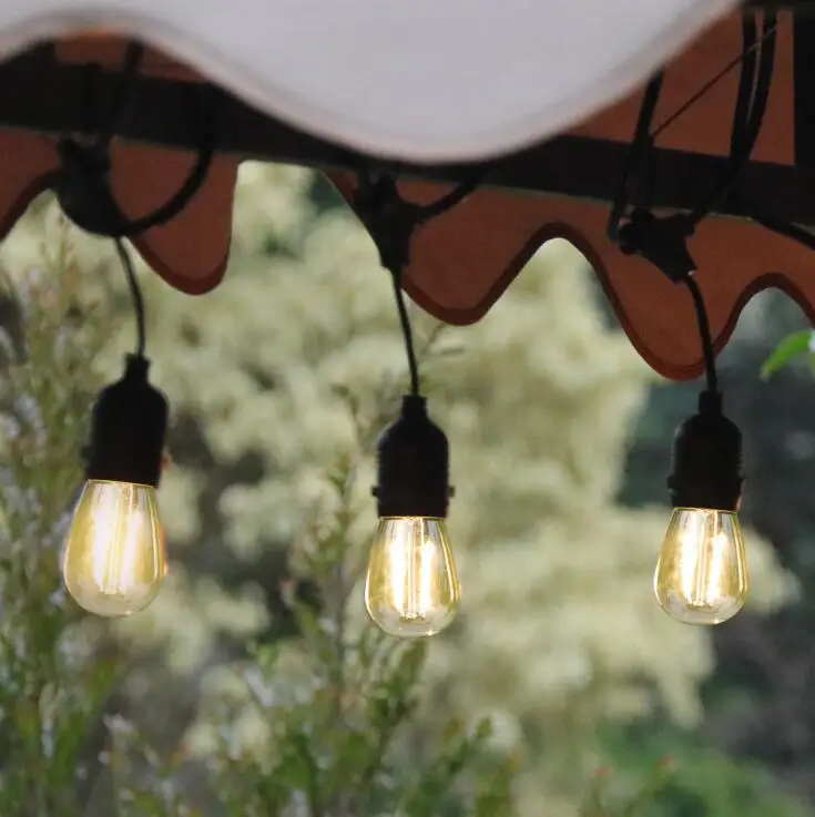 White Cable Tent Outdoor Camping Decorative String Light With S14 Plastic Bulb