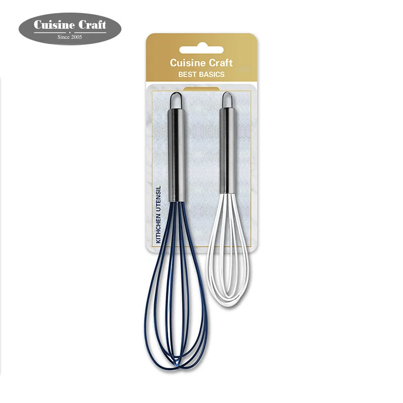Popular best selling kitchen gadgets set of 2 pieces non stick manual silicone egg whisk egg beater