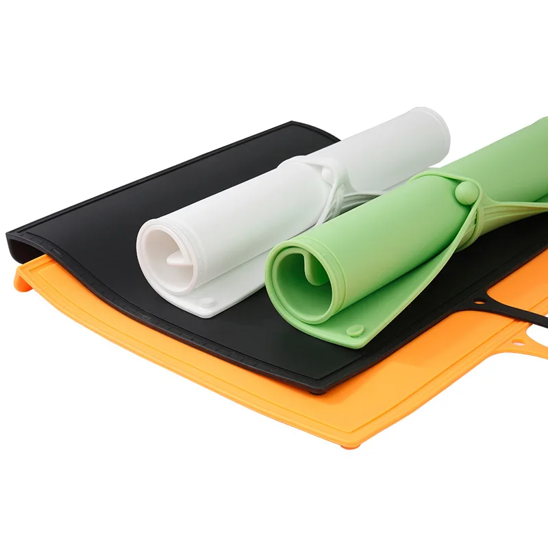 Bpa free food grade silicone Food Chopping Mats Durable Dishwasher Safe Silicone Cutting Boards with storage basket