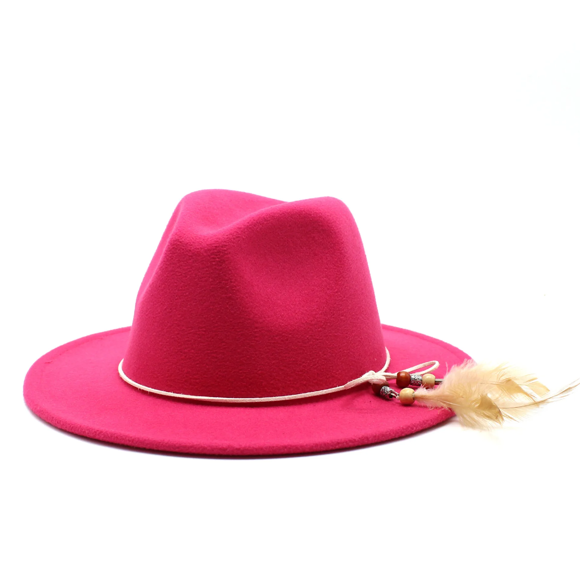 Custom blank fedora hats 60 color available brown felts fedora hats with feather