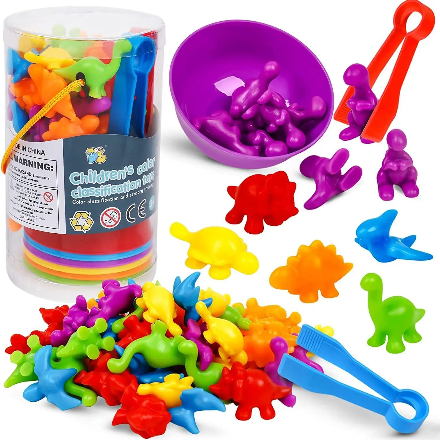KS early educational montessori toy rainbow counting matching set STEM rainbow bowls clip baby toy