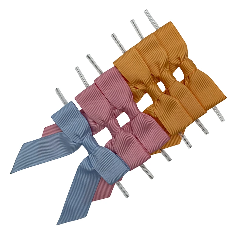 Wholesale Custom Pre-Made Grosgrain Ribbon Gift Bow for Cookie Candy Chocolate Wrapping Decoration