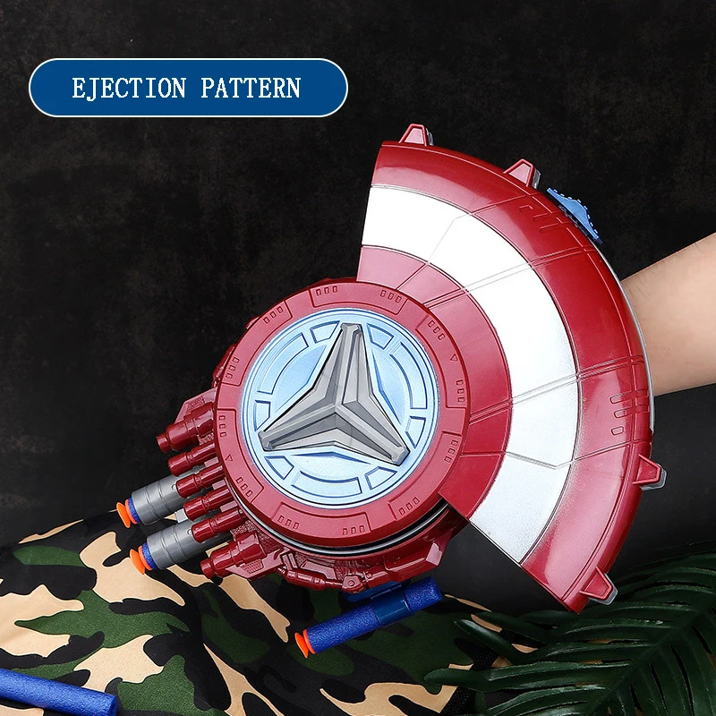 Children catapult shield soft projectile gun Captain shield soft projectile launcher  boy shooting toy