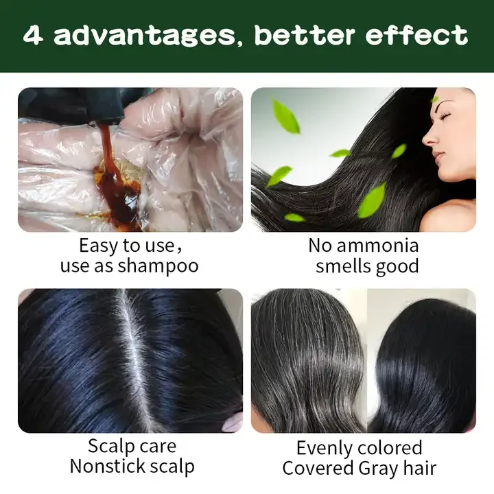 Hot sale in stock organic permanent hair color dye  no ppd no ammonia thailand natural best dye hair color shampoo