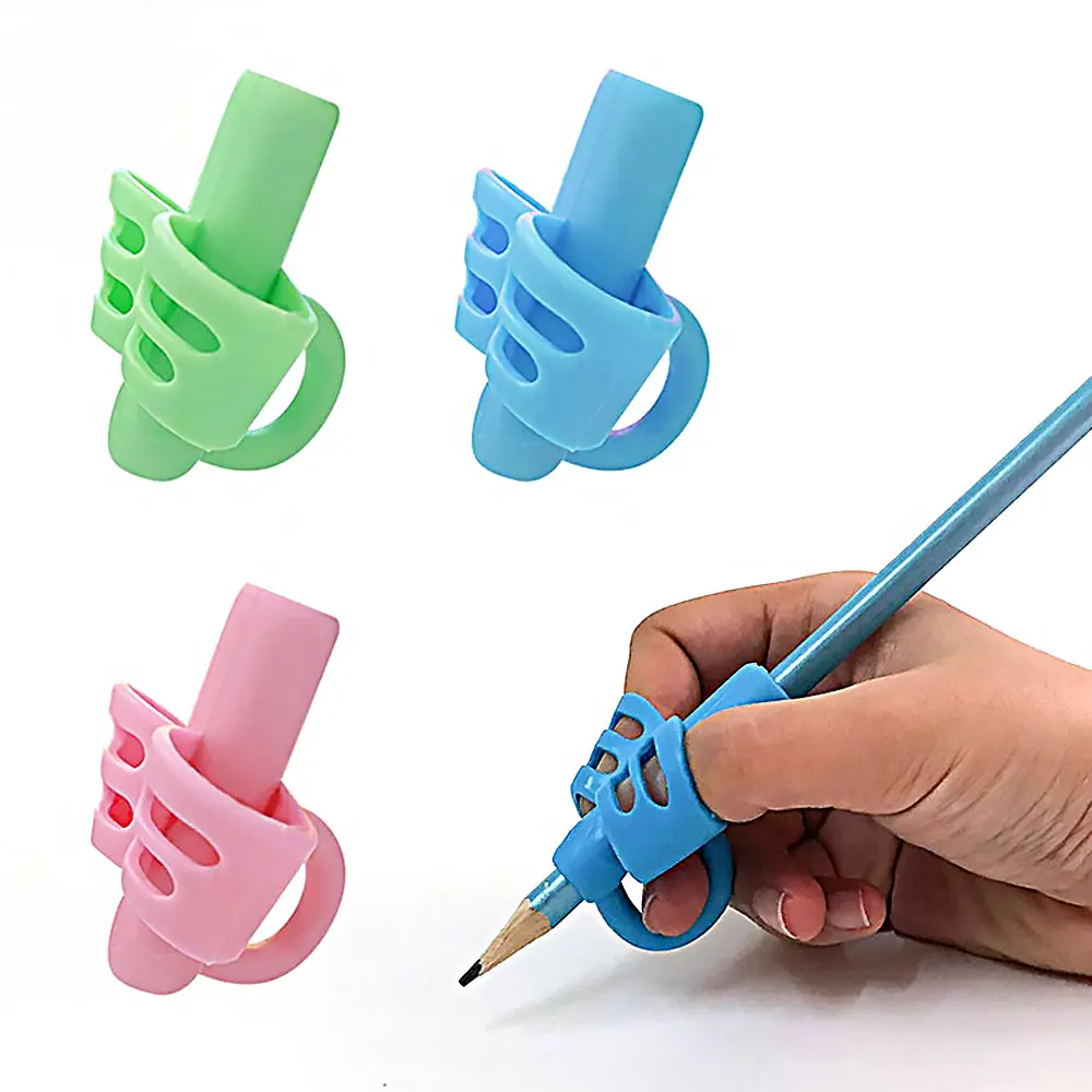Silicone Three-Finger Children Pencil Holder Writing Aid Grip Kids Learning Pen Pencil Aid Grip Kids Writing Posture Corrector