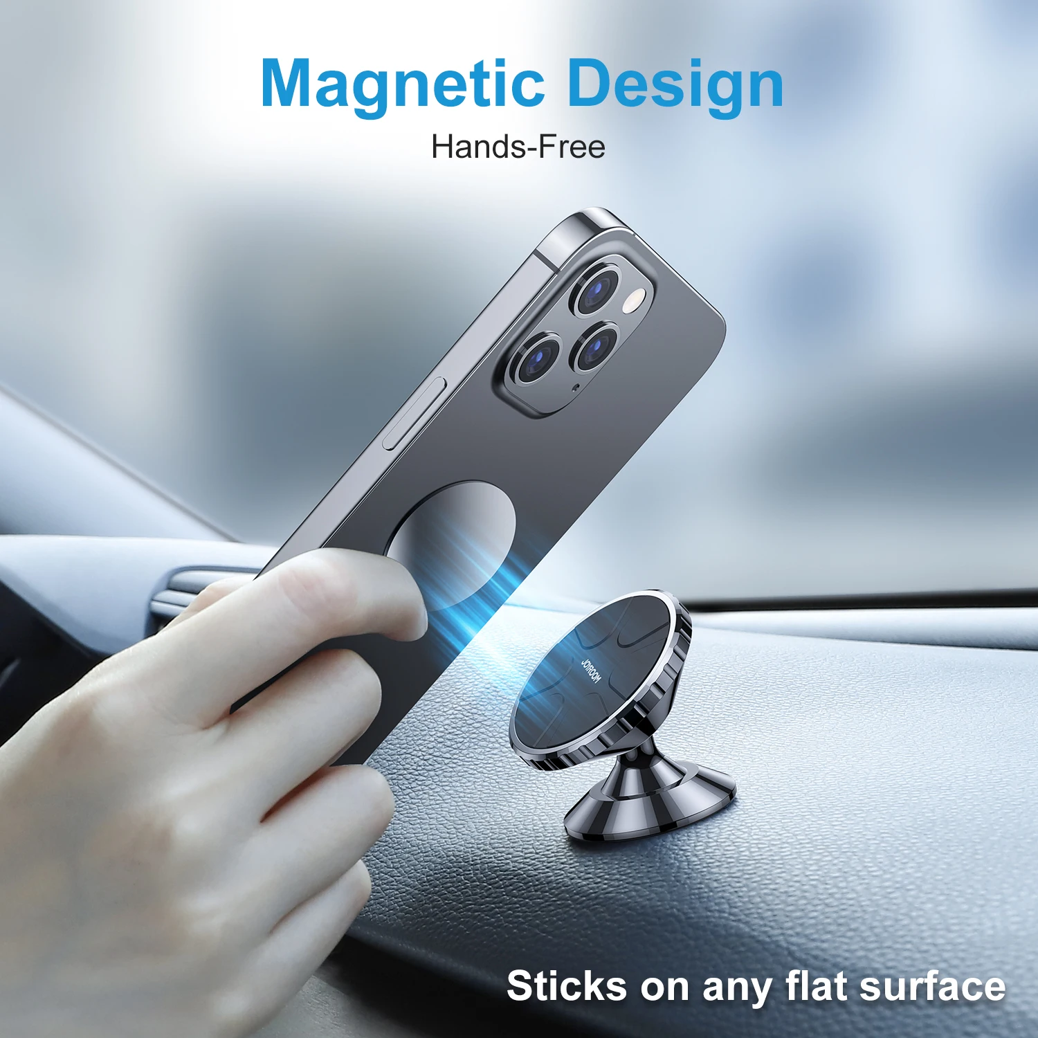 
2021 New Round Shape 6pcs Magnet Strong Cellphone Mount Soporte Para Celular Dashboard Private Label Magnetic Car Phone Holder 