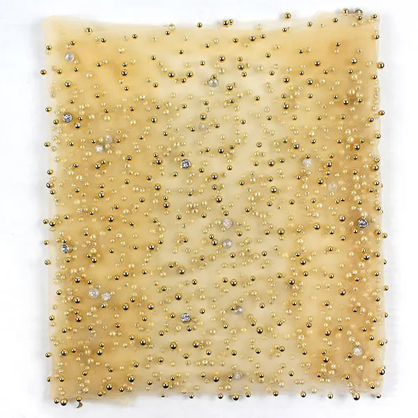 Water soluble net swiss voile high quality with crystal white heavy beaded pearl tulle lace fabric