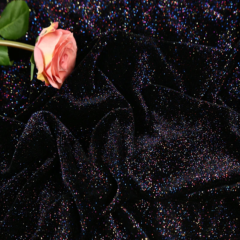 Korean Velour Fabric Mult Colors Glitter Velvet Fabric Stretch Cloth yarn apparel for winter autumn Dancewear dress