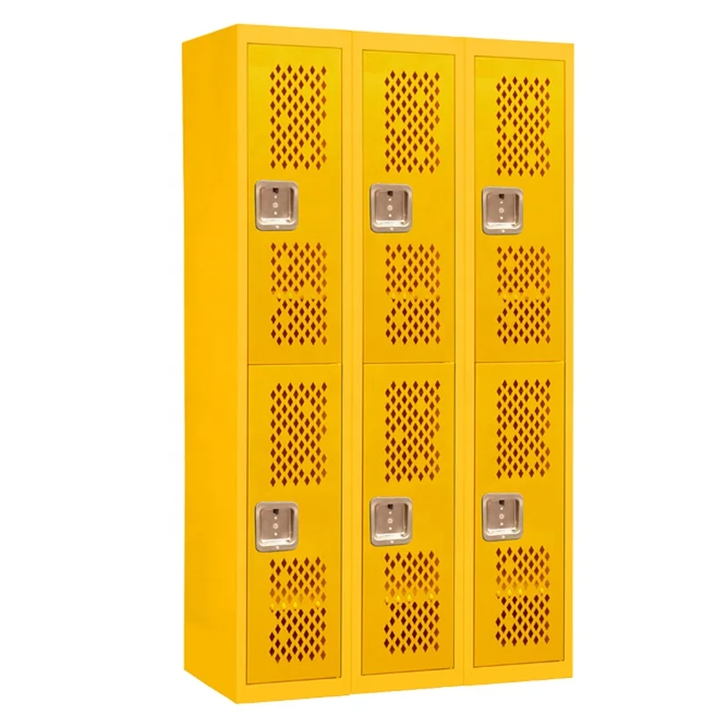 Modern China Factory New Design Mesh 6 Doors School Gym Stadium Steel Wire Mesh Locker Cabinet Metal Storage 3 Column Locker