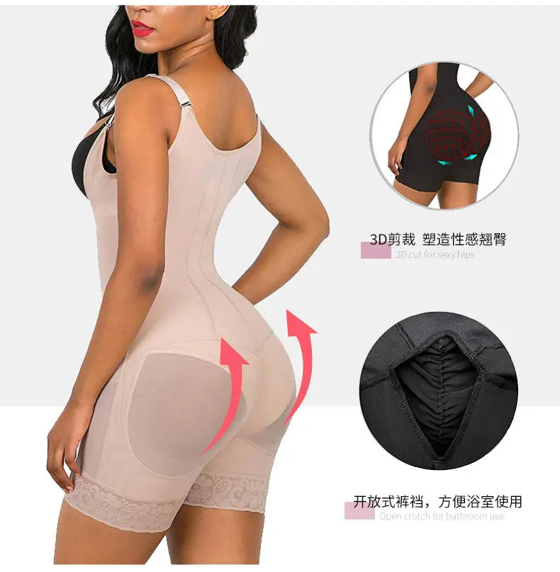 Front Zip Shapewear for Women Tummy Control Fajas-reductor Full Body Shaper Butt Lifter Thigh Slimmer Shorts