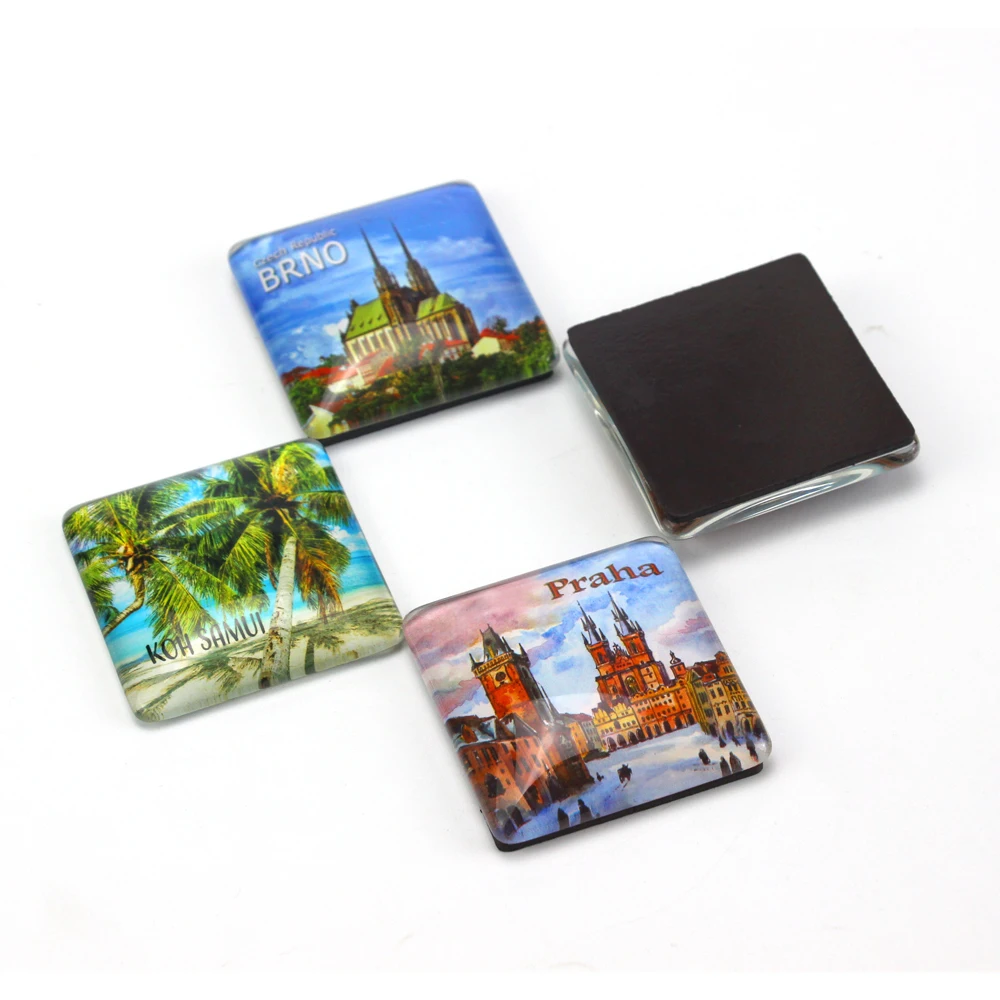 Factory hot sale custom crystal refrigerator magnets printed souvenir glass dome round fridge magnet