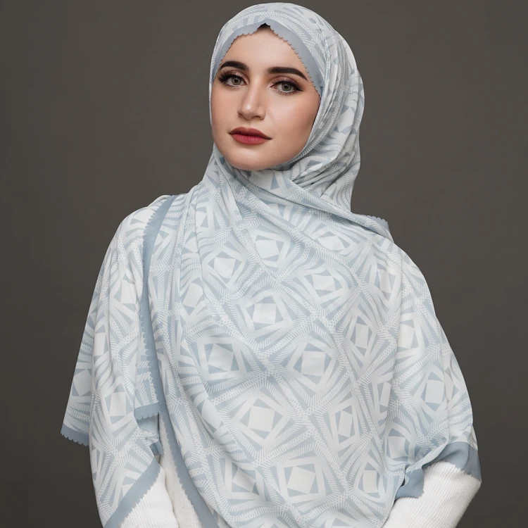 Pour Femme Musulman Scarf Muslim Women Hijab Quality Polyester Foulard Digital Printed Veil Cotton