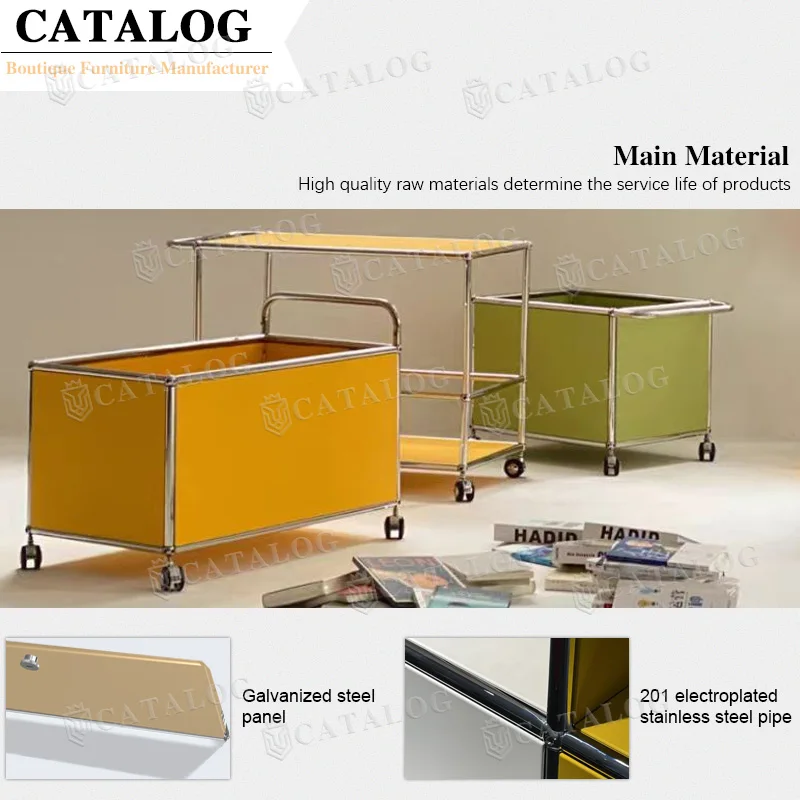 Modular Furniture Mini Coffee Bar Mobile Cart Rock Movable Adjustable Multi-layer Center Coffee Table With Wheel