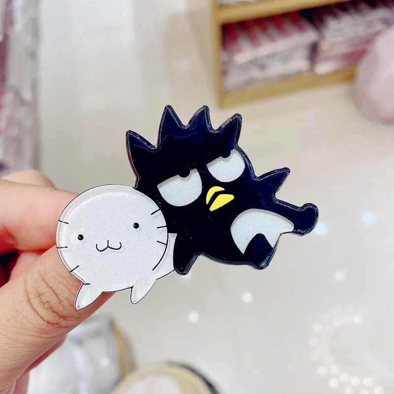 Sanrioed Wholesale Acrylic Hair Clip 10pcs each set Anime bad badtz.maru Girls Gifts hair rope Pink Hair Accessories