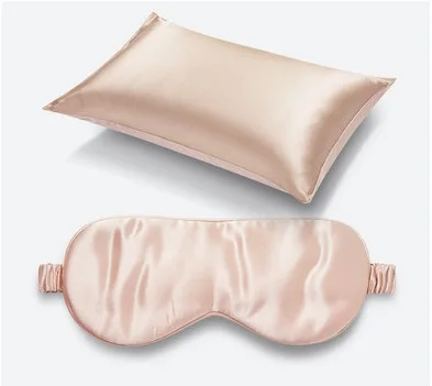 Suzhou  satin silk pillowcase eyemask set luxury 100% silk pillowcase and silk eye mask set
