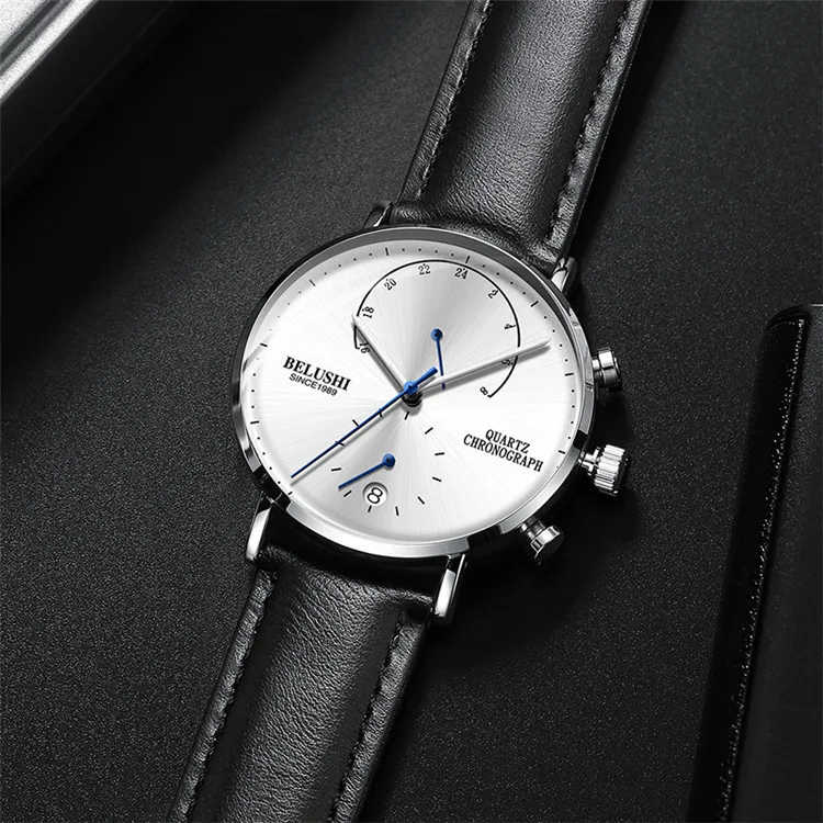 belushi Waterproof Watches Leather Strap Slim Quartz Casual Business Mens Wrist Watch Top Brand Belushi Male Clock 2018 Fashion
