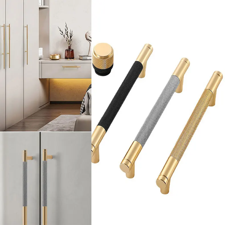 Nordic style light luxury transparent crystal handle wholesale cabinet door wardrobe handle zinc alloy three-color door handle