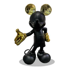Large Resin Sitting Electroplating Mickey Sculpture  Life Size Fiberglass Mickey Mouse Statue For Art Collection
