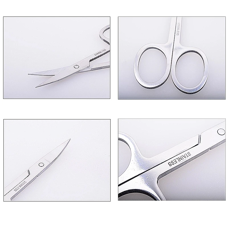 Nail Eyebrow Cutting Scissors Steel Yangjiang Popular Make up Black Stainless Logo Style Finger Beauty Sharp Color Handle Blade