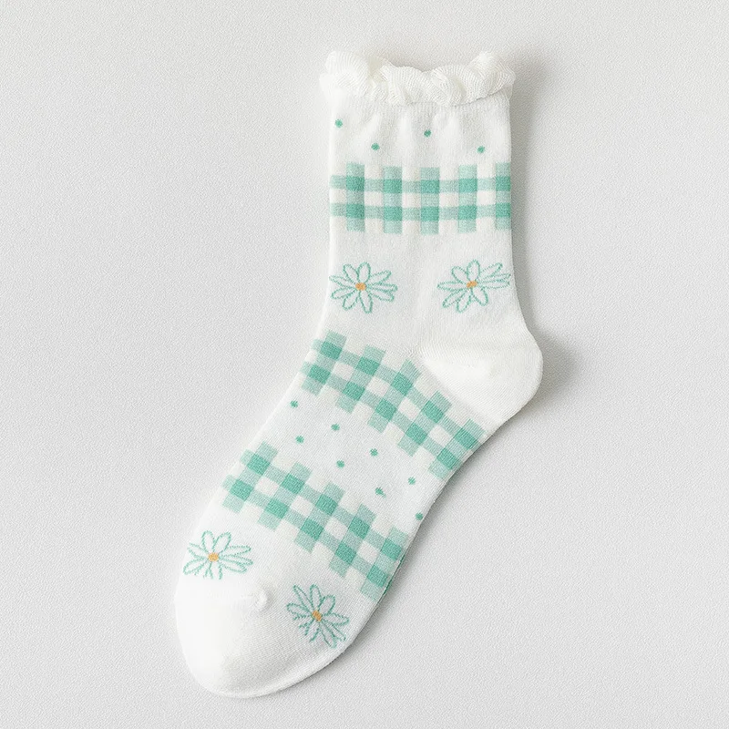 Kawaii Socks Korean Style Spring Floral Sweet Girl Ladies Flower Cute Korea Womens Cotton Socks