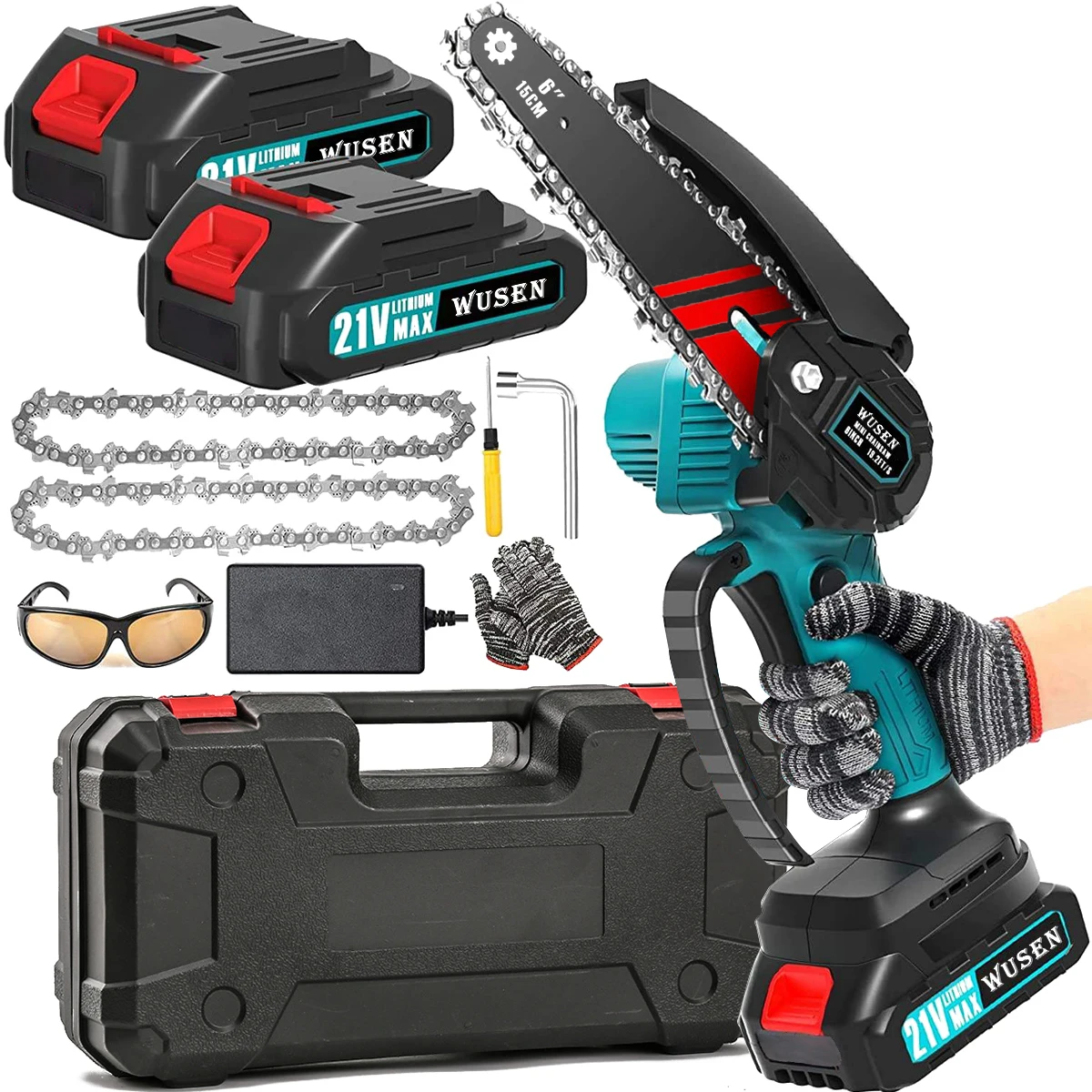 6 inch handheld small power cordless mini electric chainsaw wood cutting battery chain saw machine