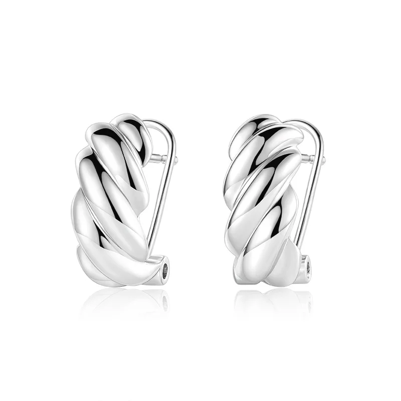 Fashion 925 silver jewelry statement high polished hoop earrings