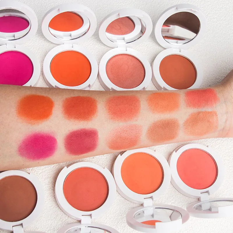High Quality White Packaging Vegan Blusher Palette Wholesale Vegan Shimmer Blusher Private Label Pigment Blusher Blush Powder