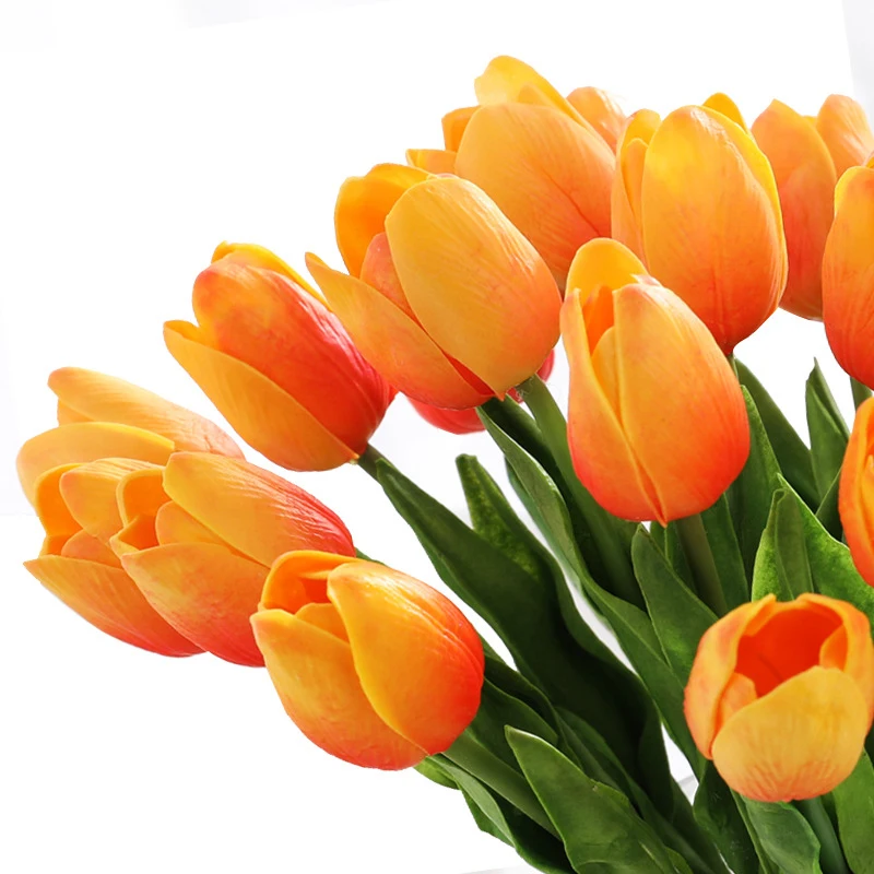 Soft Glue Faux Tulips Artificial Real Touch Flower Silk Flowers White Tulips For Home Wedding Decoration