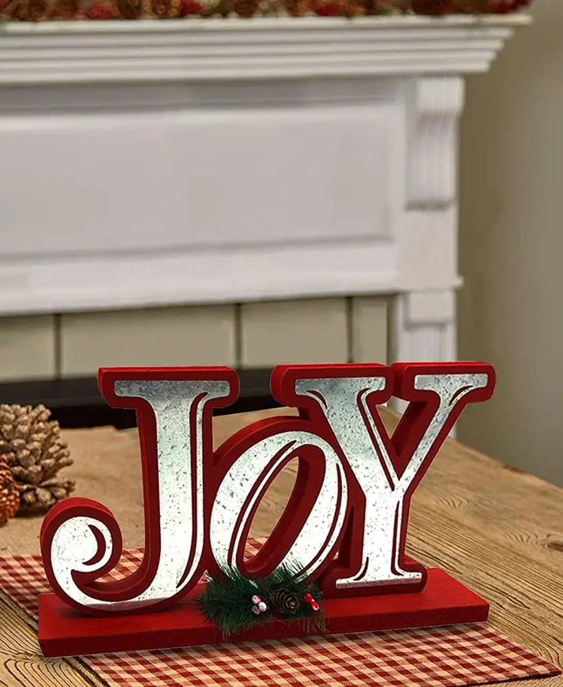 Galvanized Christmas Joy Wooden Tabletop Display Decorative Word Signs
