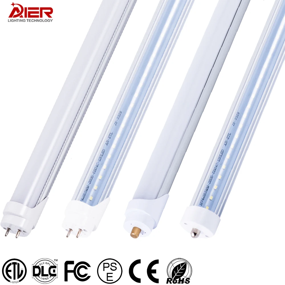 
AIER OEM&ODM 100lm-150lm/W FA8 R17D G13 Socket 4FT 8FT T8 Led Tube Light 