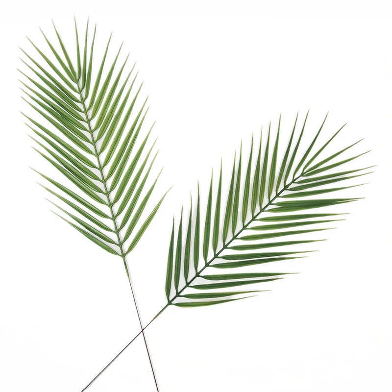artificial silk tropical leaves decorative plastic greenery foliage faux single stem palm leaf for wedding home decorative plant