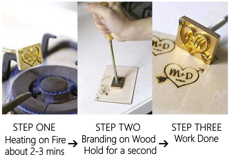 Custom Logo Heated Wood Branding Iron for Wood Cake Durable Leather Branding Iron BBQ Heat Stamp Wood Burning Stamp