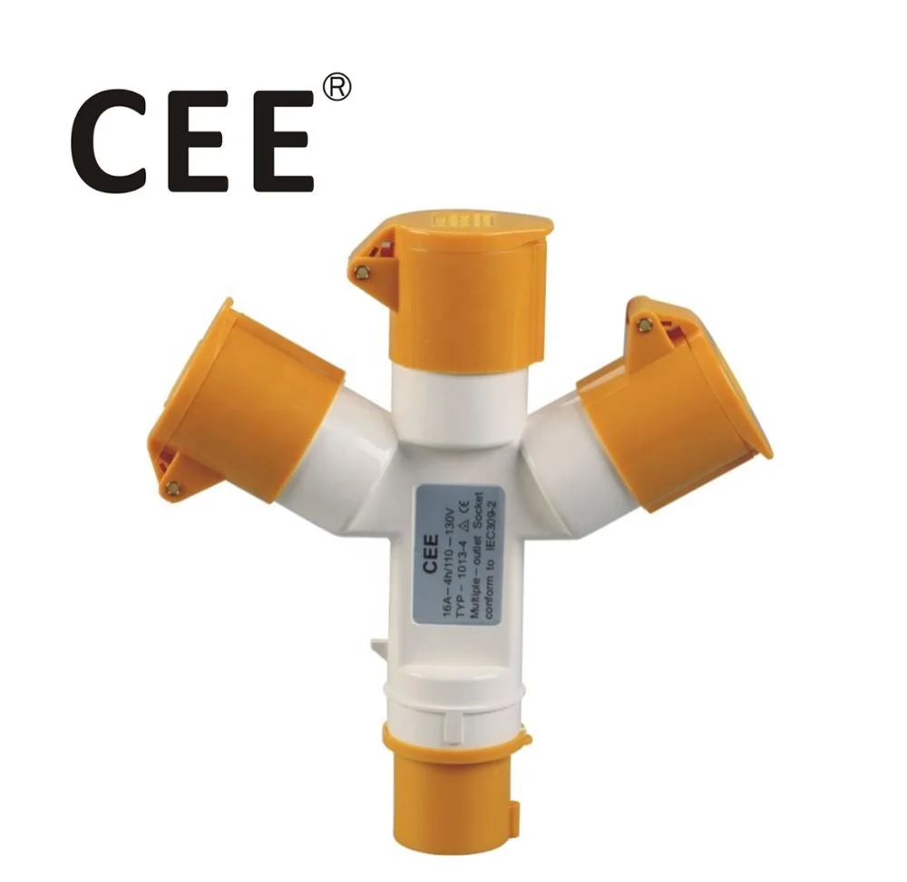 CEE 3 pin 32 amps female socket adaptor spliter 110v ac power 110v electrical plug socket