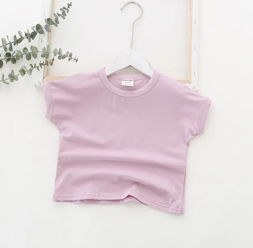 
2020 new style pure color factory direct simple design t-shirt baby kids 