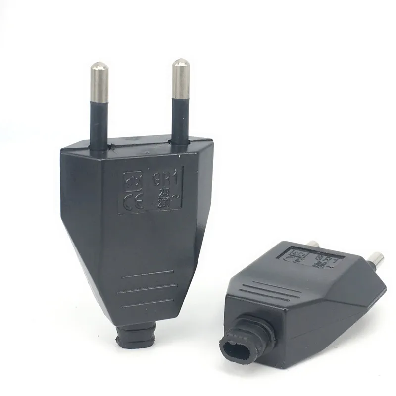 Rewireable European Plug 250V 2.5A CE 2 Pin Wireless Male Plug For DIY Power Cord