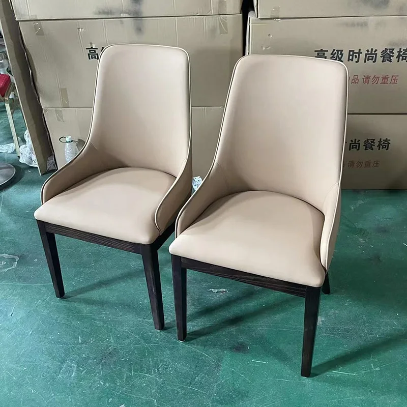 Nordic luxury dining room furniture sillas de comedor italian style leather dining chairs hotel solid oak wood leg chairs