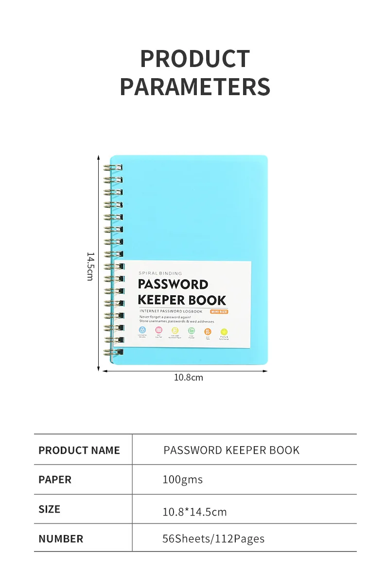 A6 Student Password Organizer Easy-to-Use Internet Keeper Secure Management PVC Cover Spiral Binding Notebook Alphabetized Tabs