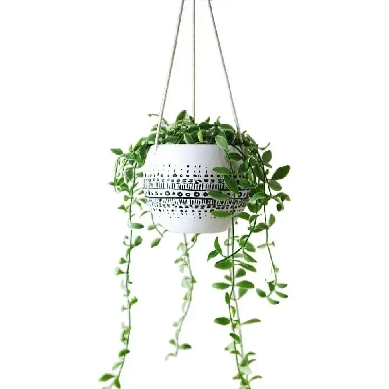 Ceramic Hanging Planter for Indoor Outdoor, Decorative Flower Grass Plant Garden Flower Pot Hanging Holder