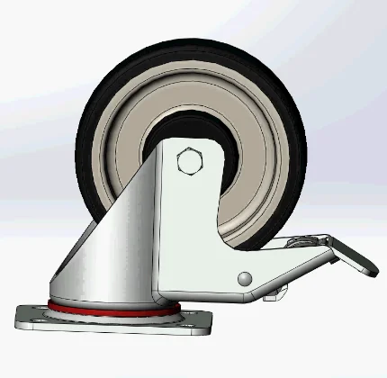 Industry Heavy Duty 5 inch Rubber Caster Wheel with Steel Total Brake Double Ball Bearing 250-300kg Load Capacity