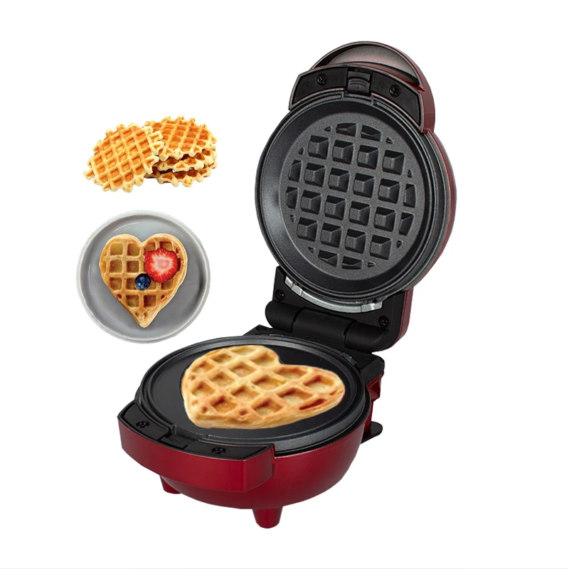 4 in 1 Mini Waffle Maker with Removable Plates Mini Pancake Donut Heart Shape Waffle Maker and Small Waffle Maker