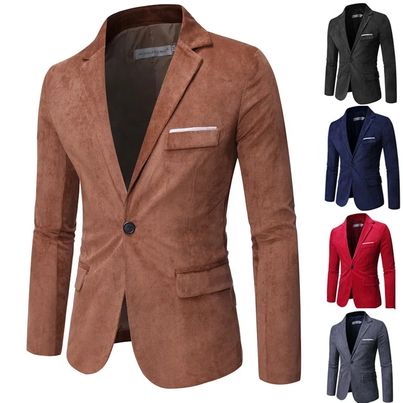 2024 New Mens Suit Black Corduroy Jacket 6XL Business Casual Outfits Red Sport Coat Brown Blazer