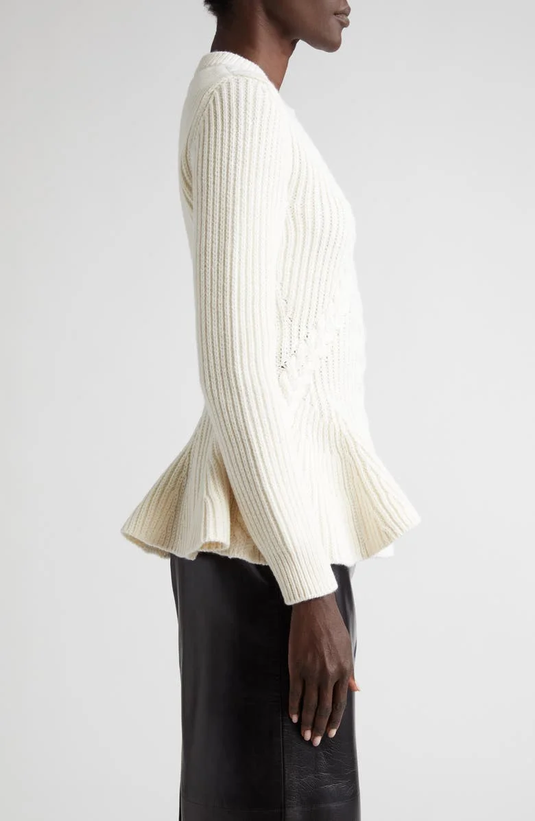 Custom Cable Knit Wool Cashmere Rib High Quality Ladies Sweater