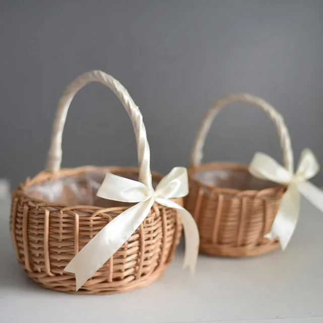 Flower Girl Wedding Basket Wicker Gift Willow Baskets Flower Girl Basket Wedding